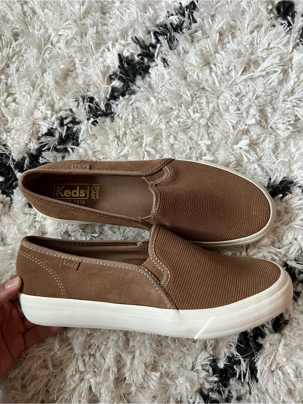 Keds Brown Canvas Slip-On Sneakers